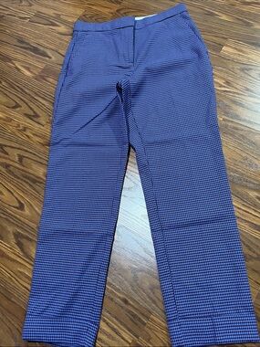 Ann Taylor Blue Micro-Check Trousers Eva size 4 wool knit cuffed